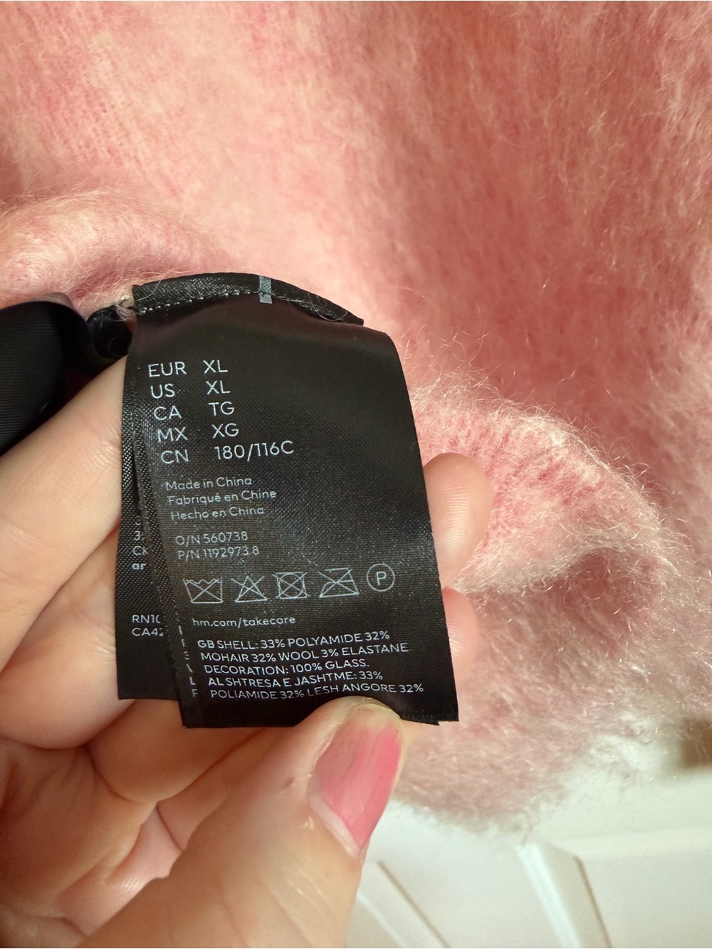 Paco Rabanne x H&M Pink Embellished Mohair Cropped Cardigan XL - Picture 9 of 9